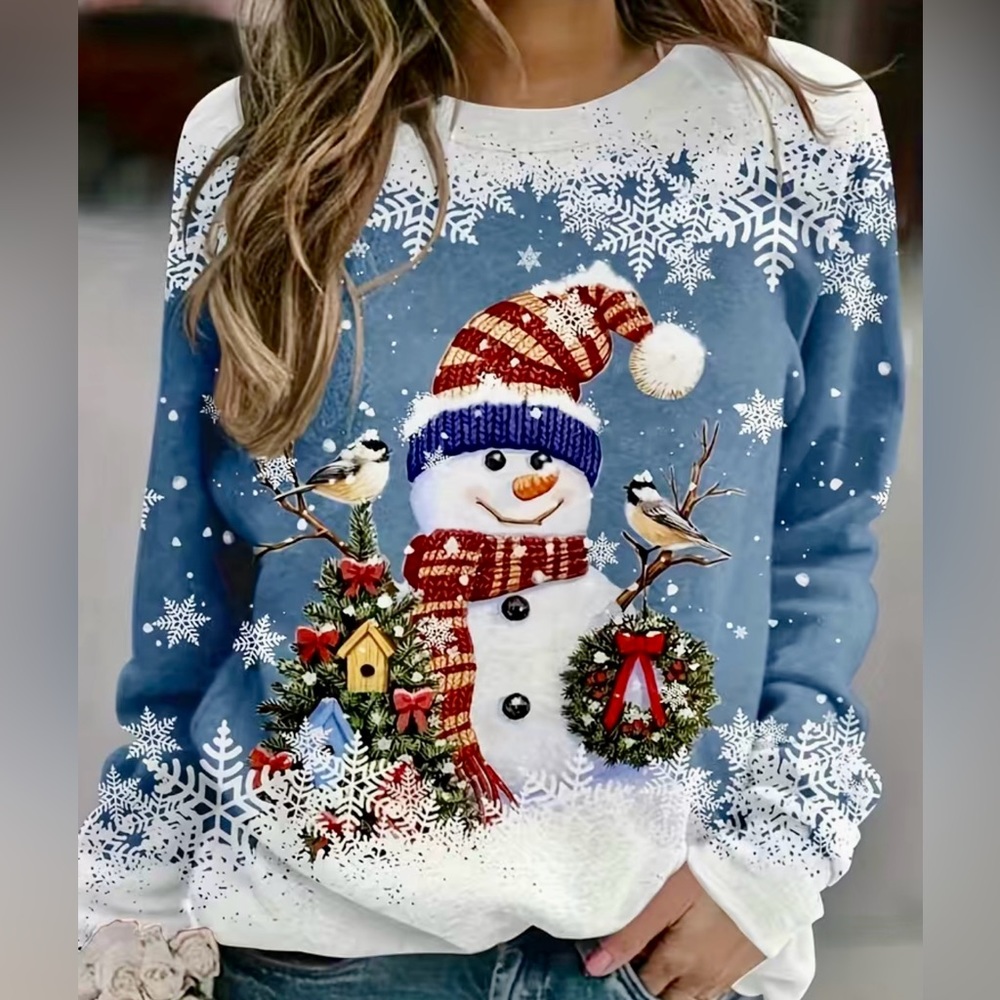 NWOT SNOWMAN PRINT PULLOVER SWEATSHIRT